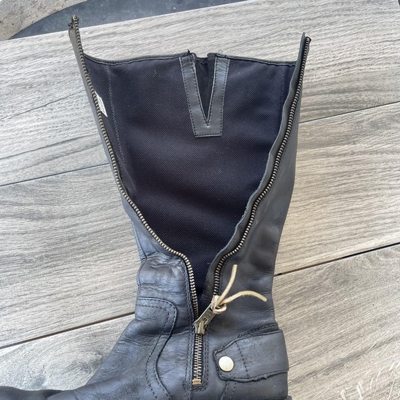 Timberland Boots Women 7.5M Black Leather Waterproof Knee High Riding Biker Moto - Picture 12 of 16